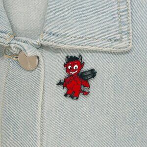 ✨Hell Devil Imp Enamel Pins Red Fire Head Vampire Badge Brooch New